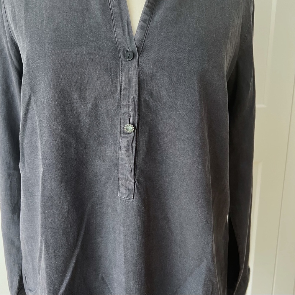 ZARA Black Button Down Popover Shirt sz. XS - Picture 2 of 3